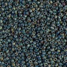 Miyuki rocailles Perlen 11/0 - Opaque dark teal picasso 11-4516
